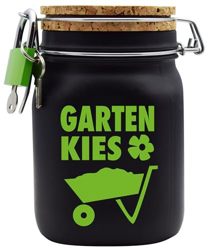 Spardose Garten Kies Grün Geld Geschenk Idee Schwarz L