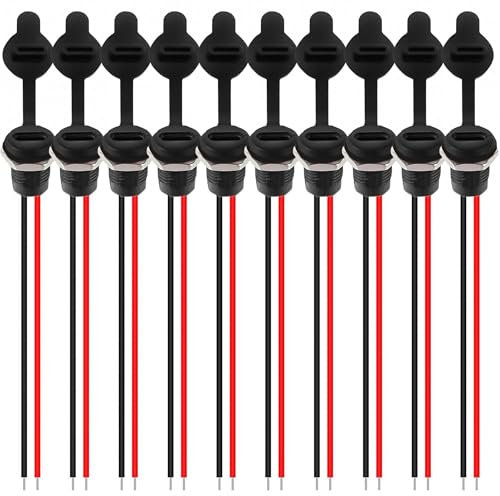 Lewttyer 2 Draht 22awg Type c buchse 3A 2-Polige USB C Einbaubuchse Mit Kabel für Panelmontage 3A Schnelllade-Typ-C-Buchse mit Schnappnut Schnalle(10 pcs