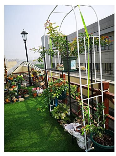 Gartenbogen aus Metall, 120–300 cm, Gartenlaube, Rosenbogen für Verschiedene Kletterpflanzen, stabiles Pergola-Gitter, Hochzeitstorbogen, Außendekorationen, Bogen (Farbe: Weiß, Größe: 260 cm)