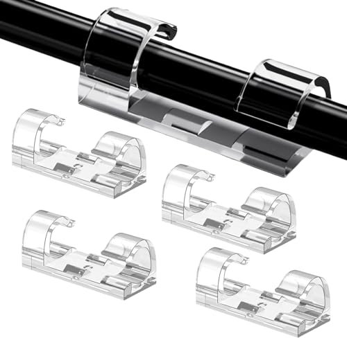 Grapas de pared para cables electricos con adhesivo,Transparentes grapas de pared,Clips de cablespara cable de USB,cargador,audio,para Cables en hogar,oficina y coche(100 Piezas)