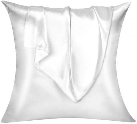 Lirex 2er Set Satin Kissenbezug 80x80cm, kissenbezüge, Weich wie Seiden Kissenbezug, Satin Kopfkissenbezug Kissenhülle für Haar und Haut kommt,Oeko-TEX Zertifiziert, Weiß