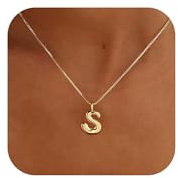 Halora Bubble Letter Necklace Gold Balloon Initial S Necklace Kette Mit Buchstaben Halskette Anhänger Buchstabenkette Damen