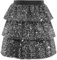 Bezioner Pailletten Glitzer Rock für Mädchen - Glänzende Rüschen A-Linie Prinzessin Rock für Karneval Party Rave Outfit - Schwarz/Silber 140