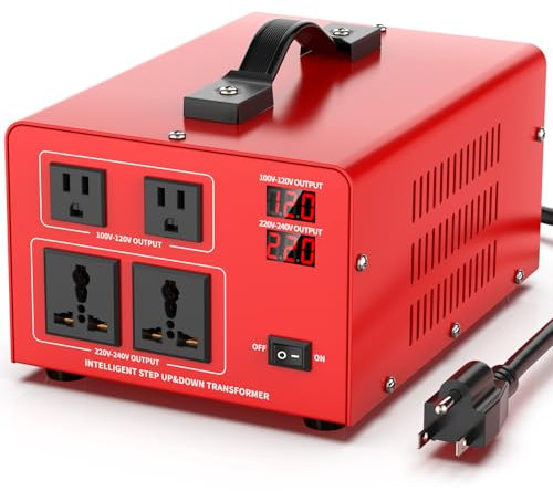 OLTEANP 3000 Watts Voltage Converter Transformer Heavy Duty Step Up/Down Power Converter 220V to 110V, 110V to 220V with 2 US Outlets, 2 Universal Outlets, LCD Display, Circuit Breaker Protection