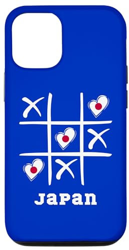 Hülle für iPhone 15 Pro Japanische Flagge farbige Herzen, Japan-Fan, Tic Tac Toe