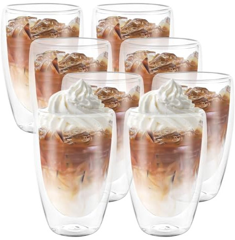 MUXHEL Lot de 8 Verres à Latte Macchiato à Double Paroi - 450 ml - Verres Thermiques pour Café