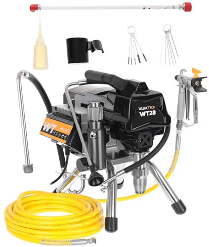WABROTECH® WT28 Airless Peinture 2200 W - Pulvérisateur de Peinture 227 Bar - Station Peinture Haute Pression 2.8 L/Min - Station Peinture Airless 50000 m²/an - Pistolet a Peinture avec Tuyau de 15 m