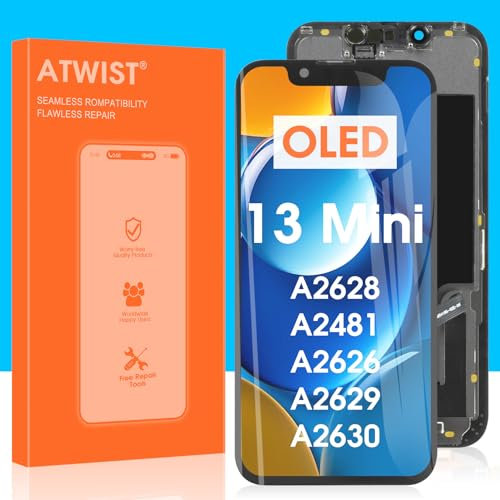 OLED für iPhone 13 Mini Display - Bildschirm für iPhone 13 Mini LCD Touchscreen 5.4’’ A2628 A2481 A2626 A2629 A2630 LCD Digitalisierer Glas Pannello Montage mit Schwarz