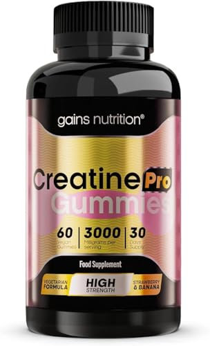 GN Creatine Pro Gummies | 60 Gommes à Croquer Créatine pour Hommes Femmes - 3000 mg de Monohydrate de Créatine par Portion | Saveur Fraise et Banane Sans OGM Convient aux Végétaliens et Végétariens