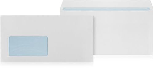 LOGIC PACK Briefumschläge mit Fenster Selbstklebend DIN Lang - Kuvert Weiß Umschläge DL 110 x 220 mm 75g/m² Briefkuvert mit Fenster Versandtaschen (250 Stück)