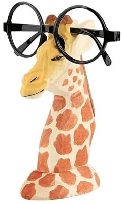 CYMMIYT Brillenhalter Holzschnitzerei Tiere Brillenhalter Ständer Brillenhalter Sonnenbrillen Display Rack Desktop Ornamente Kunsthandwerk Schlafzimmer Desktop(Giraffe)