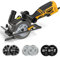 DOVAMAN Mini sega circolare manuale, 710 W, 115 mm, 3500 giri/min, manico ausiliario in metallo, 43 mm (90°), profondità di taglio 29 mm (45°), 6 lame, ideale per legno, metallo morbido, plastica