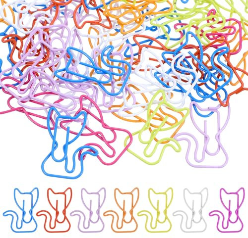 50 Stück Büroklammern Motiv Büroklammer Katze Büroklammern Bunt Kreative Deko Süße Lesezeichen Clips Für Büro Zuhause Lehrer Studenten (Metall)