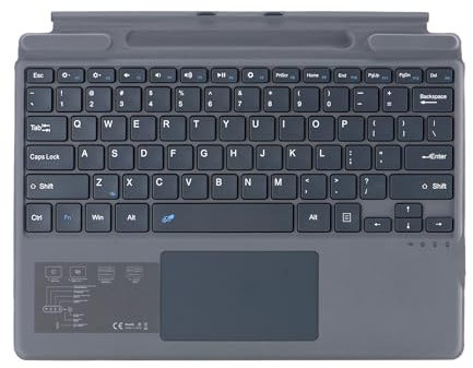 Seagtigau QWERTY Layout Tastatur für Microsoft Surface Pro 11,Pro 10,Pro 9,Pro 8,Pro X,13 Zoll, Bluetooch Type Cover mit Multi-Touch Trackpad, Hintergrundbeleuchtung, Ultra Silm (Grau Ohne Backlight)