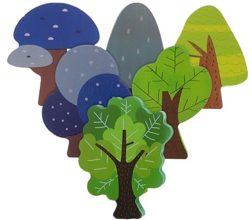 PERSELOSO 6stücke Teiliges Holzbaum-spielzeugset Miniaturbäume Für Holzspielzeugzüge Kompatibel Mit Schienen Kreatives Spielzeug Beobachtungs Und Feinmotorikfähigkeiten