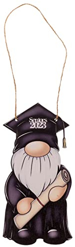 HEATSHAKING Gnome Shaped Wooden Sign Graduation Decoration Plaque for Party Classroom Home Garden Lightweight Premium with Easy Suspension present for Graduates