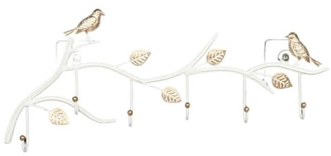 IWENZHKPA Porte Manteau Patere Murale Crochet Créatif en Fer Forgé pour Porte D'entrée, Crochet Décoratif pour Clé, Porte-Manteau Mural, Cintre pour Vêtements Crochet Mural Chambre(White,6 Hooks)