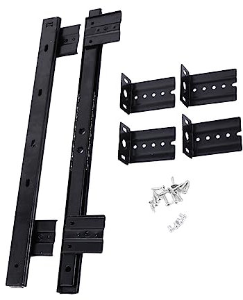 Veemoon Keyboard Drawer Track and Drawer Slide Rail Set Under Desk Keyboard Slide Ball Bearing Heavy Duty Black Steel for Office Computer Desk