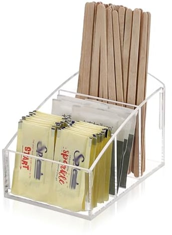 SUMNACON Support pour paquet de sucre, porte-sachet de thé en acrylique, panier d'emballage de sucre, organisateur pour paquet d'épices, sachets de thé, dosettes de café dans le plan de travail, café