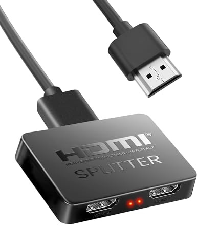 NEWCARE HDMI Splitter 1 in 2 out, HDMI splitter for Dual Monitors support same screen, hdmi 2 way sPlitter, 2 Port HDm-i splitter for Full HD HDTV Blu-ray DVD, Fire Stick