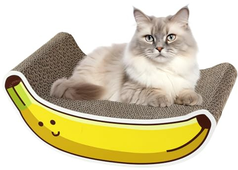 Grattoir pour chat - Arbre à chat ondulé en forme de légume, motif banane, oignon et carotte | Tapis de jeu à gratter pour chats d'intérieur, jouet amusant et durable à gratter