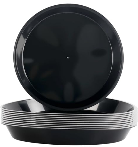Gykutix 10 Pezzi Sottovasi Rotondi Vassoi Antigoccia per Vasi di Fiori 30 cm Plastica Sottovaso Rotondo Piattini Sottobicchieri per Vasi Sottovasi per Piante Vassoi per Interno ed Esterno (Negro)