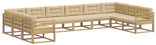 vidaXL Outdoor-Sofagarnitur mit Kissen 10 pcs Weiß und Beige, Moderner Garten-Sofa, strapazierfähige Lounge, Elegantes Patio-Sofa, Sitzplatz im Garten, Möbel für Poolbereich