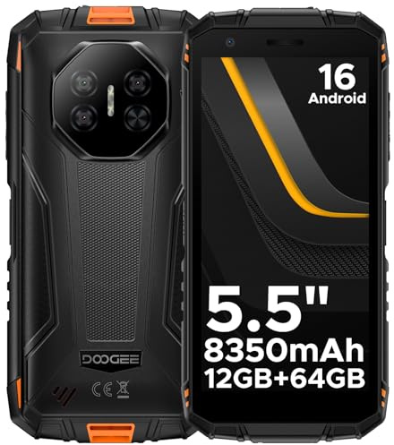 DOOGEERugged Fire3 Teléfono Movil irrompible Android 16,5.5 IPS HD+,8350mAh,12GB+64GB/2TB TF movil resistente,13MP+8MP,Octa Core,NFC/Face ID/GPS/OTG/3,5mm/Widevine L1/IP68&IP69/4G Dual SIM Smartphone