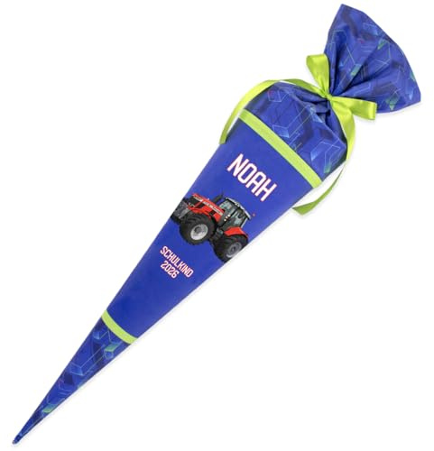 Dein Lieblingsteil Deine Schultüte aus Stoff Kuschel Velvet Wunschmotiv individualisierbar mit Wunschname personalisierbar 70 cm 85 cm – Jungs (Modell 18: Traktor, 70 cm ohne Kissen)