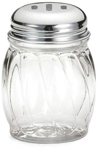 Great Credenziali grattugiato formaggio o Red Pepper Glass shaker, Clear, Slotted Top