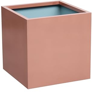 Primrose Frost and Rust-Resistant Outdoor Zinc Square Cube Planter in a Copper Finish XL (19.7in)