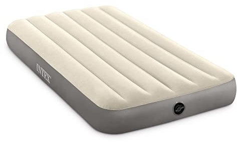 Intex 64101E Dura-Beam Standard Single-High Air Mattress: Fiber-Tech – Twin Size – 10in Bed Height – 300lb Weight Capacity – Pump Sold Separately