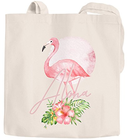 Autiga Jutebeutel Flamingo Aloha Tropical Summer Jungle Paradise Hummingbird Baumwolltasche Stoffbeutel natur unisize