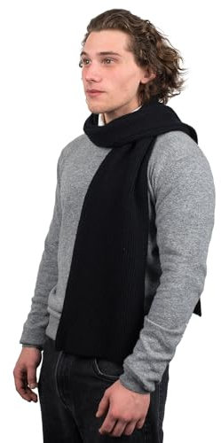 Dalle Piane Cashmere - Gerippter Schal aus 100% Kaschmir - Made in Italy - für Mann, Farbe: Schwarz, Einheitsgröße