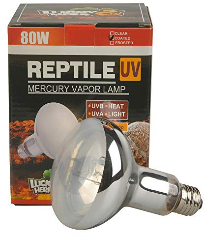 Lucky Herp Reptilien-UVB-Quecksilber-Dampflampe, 80 Watt, R95, E27-Schraubgewinde, 6 Monate Garantie (beschichtet)