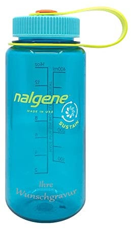 Nalgene Flasche 'Everyday Weithals-Sustain' - 0,5 L (Cerulean, mit Namensgravur, 0,5 Liter)