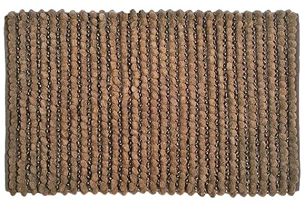 Allure Chunky Bobble Sparkle Non Slip Bath Mat 50 x 80cm - Super Soft & Absorbent Satin Striped Bathroom Rug (Mocha)