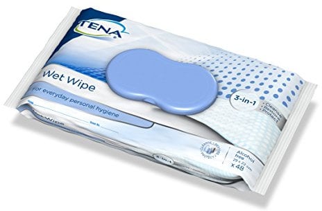 Tena Wet Wipes with Plastic Lid, 19 x 31.7 cm, 48 Wipes