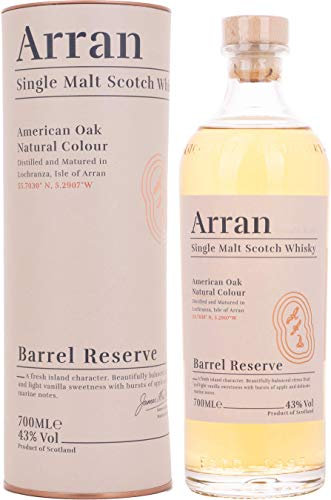 ARRAN - Barrel Reserve - Whisky Single Malt - Notes de Pommes & Cannelle - Origine : Écosse/Highlands-Arran - 43% Alcool - 70 cl
