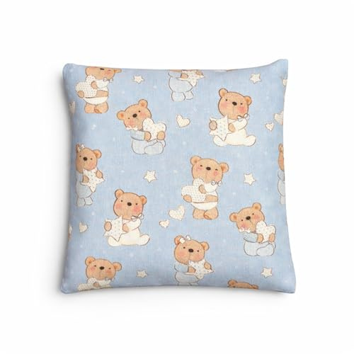 Kirschkernkissen 15x15 cm mit 2 waschbaren Hüllen | Handgemacht in Österreich | Wärmekissen & Kältekissen | Naturfüllung | 10 Designs für Babys & Kinder | (Blau, Bärchen)