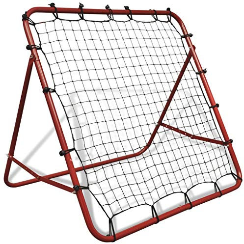 Festnight_ Fu?balltornetz Einstellbar Fu?Ball Kickback Rebounder Tor Stahl Rückprallwand einstellbar 100 x 100 cm