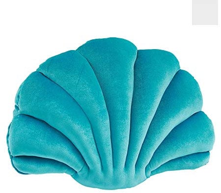 Muschelförmiges Kissen, Samt, gemütlich, solide, dekorativer Couchkissen, Überwurfkissen mit Kisseneinsatz für Zuhause, Sofa, Bett, Wohnzimmer, Dekoration, Wurfkissen (Ozeanblau, 33 x 46 cm)