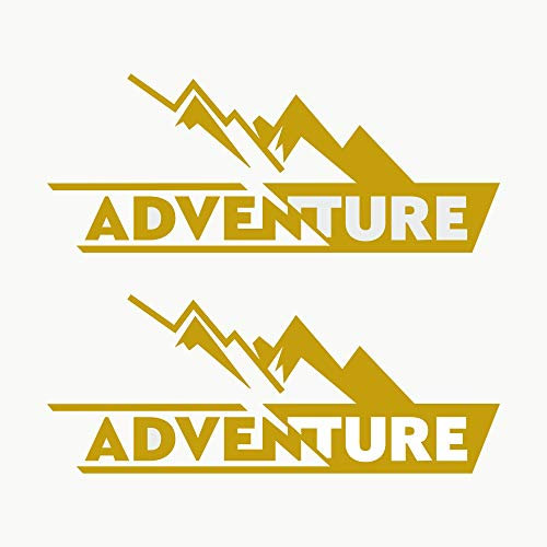 Autodomy Adventure 4 x 4 Off-Road-Aufkleber, 19 x 11,5 cm, Packung mit 2 Stück, Aufkleber für Auto, Outdoor, Gelände-Vinyl, regen- und sonnenbeständig, goldfarben