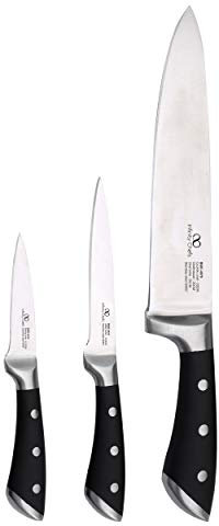Bergner Juego de 3 cuchillos Infinity Chefs Vita BGIC-4570 Incluye cuchillo de chef, cuchillo multiuso y cuchillo puntilla | Acero inoxidable | Diseño profesional y ergonómico