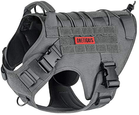 Tactical Dog Harness Vest No-Pull Vest Harness for Walking Hiking Training | Tactical,Military ,Service Dog Vest with Hook & Loop Panels,Adjustable,4 Quick Release Buckles
