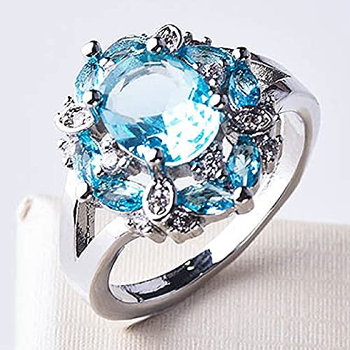 DJMJHG Rubin Edelstein Ringe für Frauen Echte 925 Sterling Silber Schmuck Ring Romantische Frau Hochzeit Verlobungsgeschenke 8