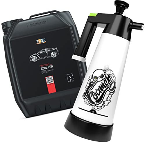 detailmate ADBL Autopflege Set: Yeti Snow Foam Cherry Ice Cream 5 L + Nuke Guys 2 L - inkl. 3 Düsen, Silikonöl und Anleitung - Schaumsprüher für Snow Foam Schaumreiniger