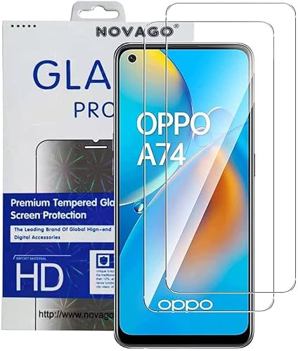 NOVAGO compatible avec Oppo A74 4G,Find x3 Lite,Find x5 Lite et Reno 6- Pack de 2 films en verre trempé ultra résistant anti choc et anti explosion d'écran (Transparent)