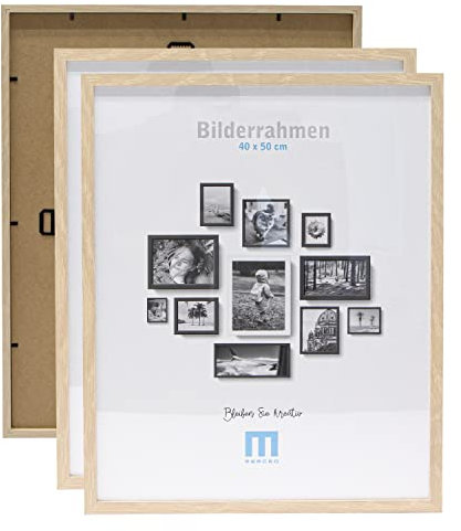 2 Stk. Bilderrahmen 40x50cm in natur aus MDF, minimalistisch & modern für Fotos & Bilder. Inkl. Acrylglasschutz. Eignet sich als Tisch-Aufsteller und für die Wand, Hochformat oder Querformat.