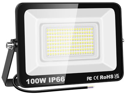PICAA Faretto LED da Esterno 100W, Faro da Lavoro 6500K, Luce di Sicurezza, Proiettore Super Luminoso per Costruzione, Campeggio, Riparazione Auto, Escursionismo e Pesca
